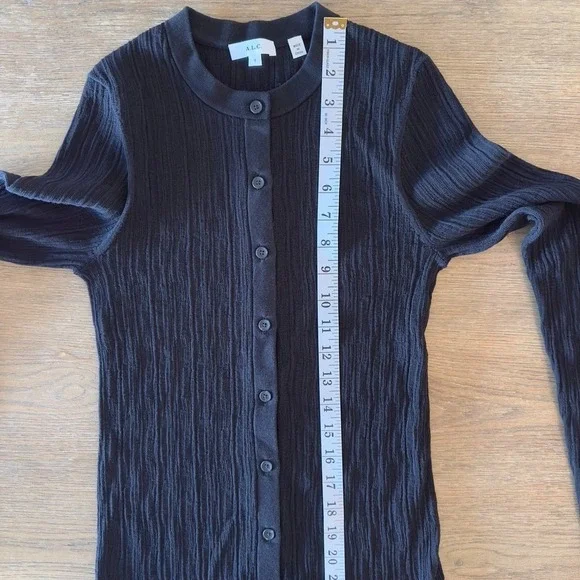 A.L.C. Fisher Fine Cotton Slim Fitting Knit Cardigan-Black-Womens Small-RRP $325 - Picture 8 of 15